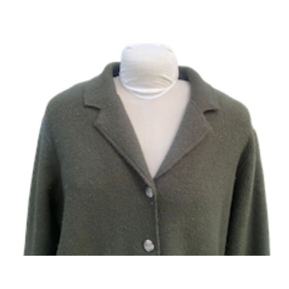 Evan Picone Wool Oversized Jacket/Heavy Cardigan Olive Green Plus Size - Picture 6 of 12